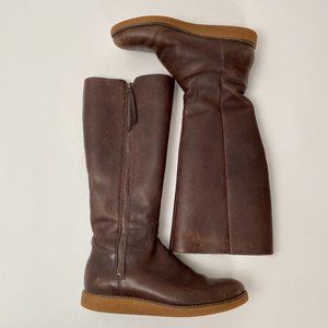 Cole Haan Grand OS Brown Leather Waterproof Tall Zip Up Boots, Size 8